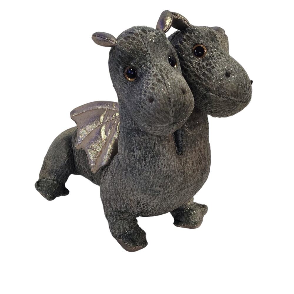 Douglas 862 Gray Dragon Two Headed Plush Toy Small Washable Stuffed Animal